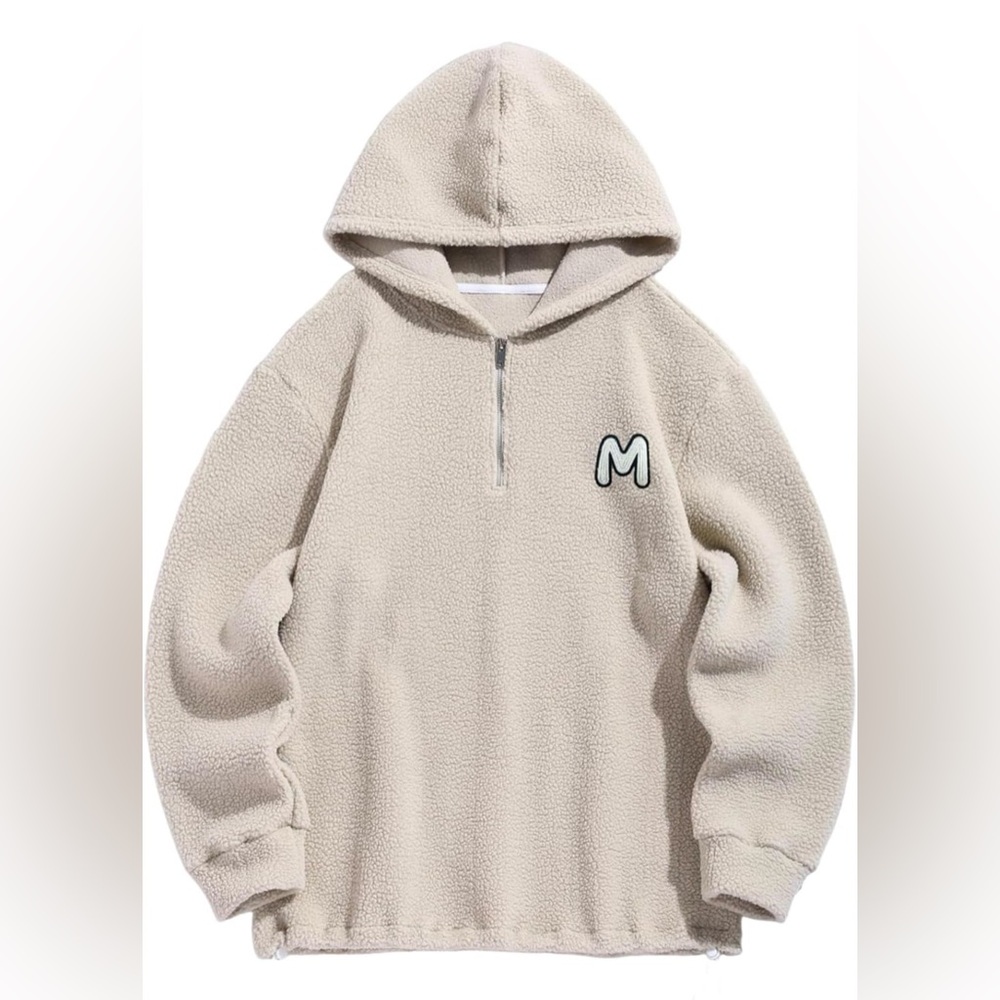 ZAFUL Men Aztec Tribal Quarter Zip Drawstring Fluffy Kangaroo Pocket Hoodie 2XL